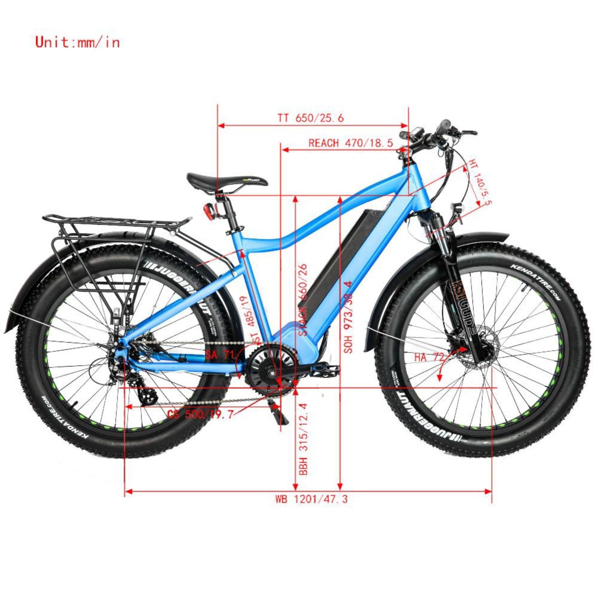 Eunorau 1000W Fat HD All Terrain Fat Tire Electric Mountain Bike - Electrocruisers