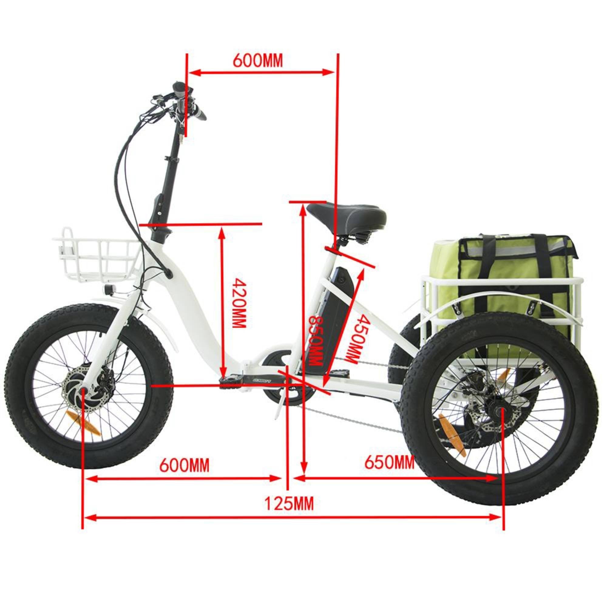 Eunorau 500W 20" Trike Fat Tire Folding Electric Tricycle - Electrocruisers