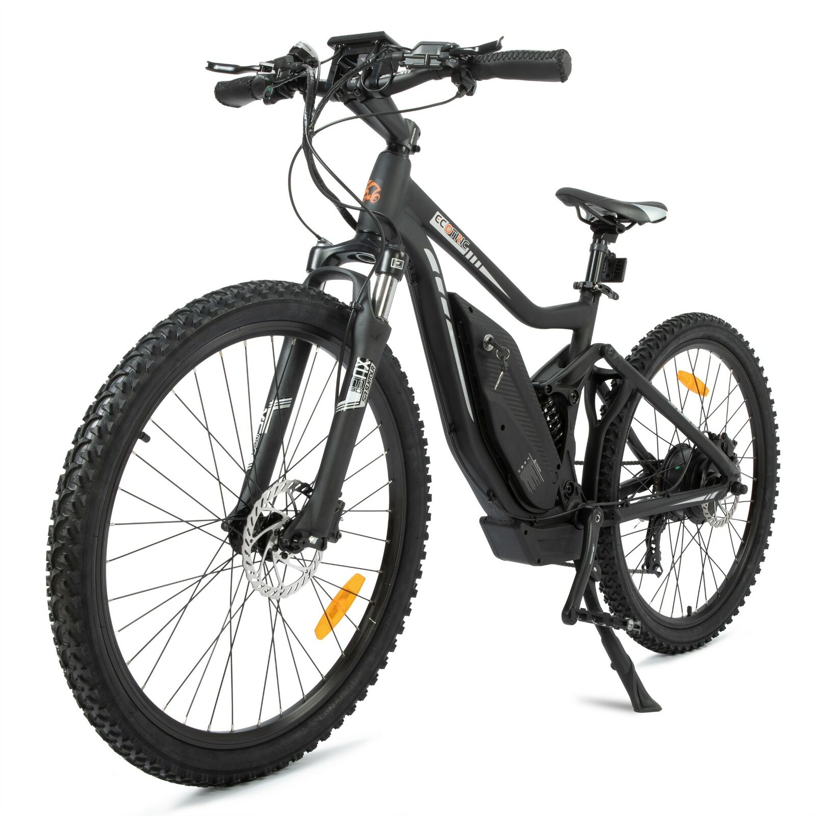 Ecotric Tornado E-Bike 48V 12AH 750W 20 MPH Full Suspension MTB Black TOR26LCD-MB New