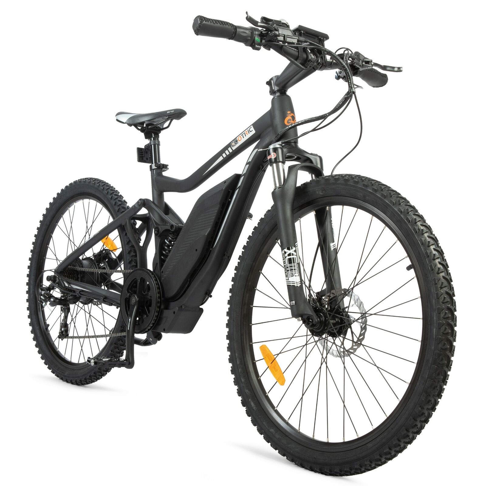 Ecotric Tornado E-Bike 48V 12AH 750W 20 MPH Full Suspension MTB Black TOR26LCD-MB New